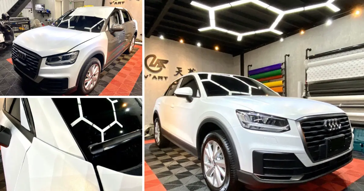 台中改色包膜推薦｜天藝汽車包膜，Audi Q2消光冰霜白3M鑄造膜開箱