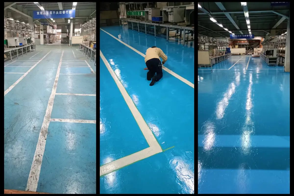 台南油漆工程｜振宏油漆防水，工廠環氧樹脂地坪翻新耐磨止滑好清潔